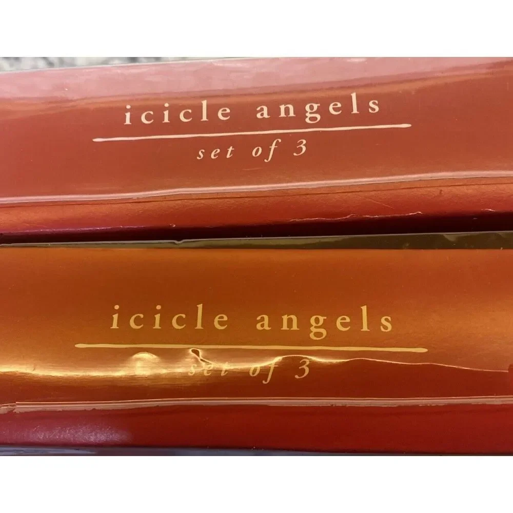 pier 1 Glass Icicle‎ Angle Ornaments Hand Made & Hand Painted. New 2 Box's